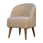 Solid Mango Wood Cream Boucle Tub Chair