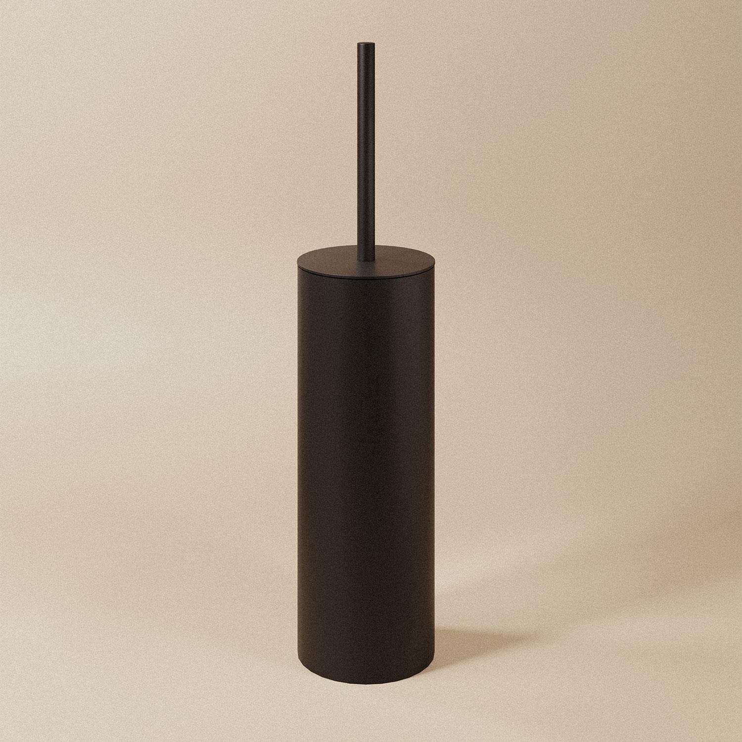 Toilet Brush, Black Matt, Freestanding. Collection Kubic