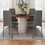 Set Of 4 Modern Faux Leather Armless High Back Dining Chairs | Set-of-4 | Grey