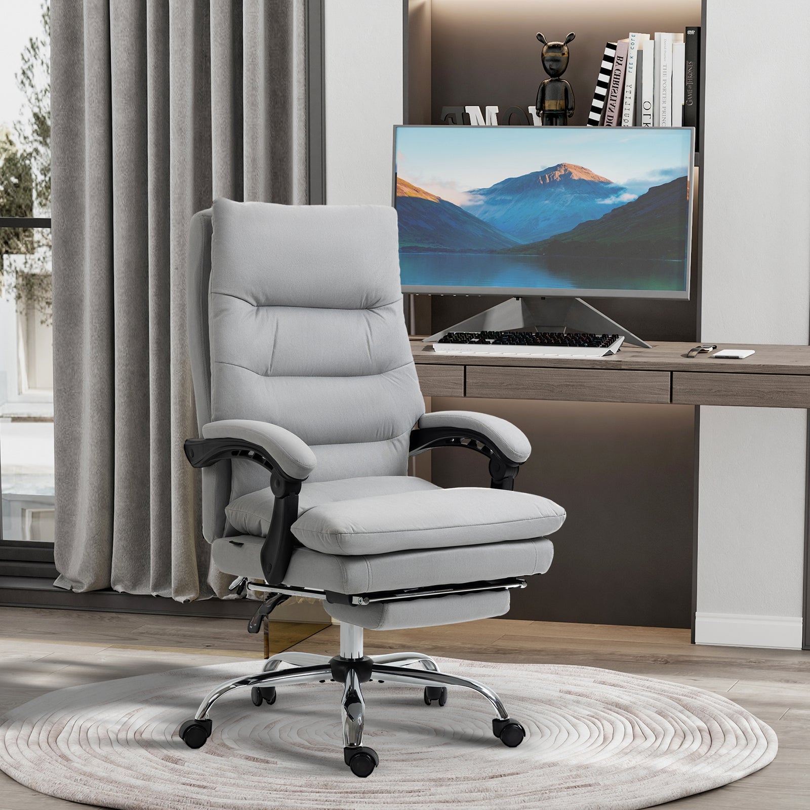 Microfibre Massage Office Chair Grey