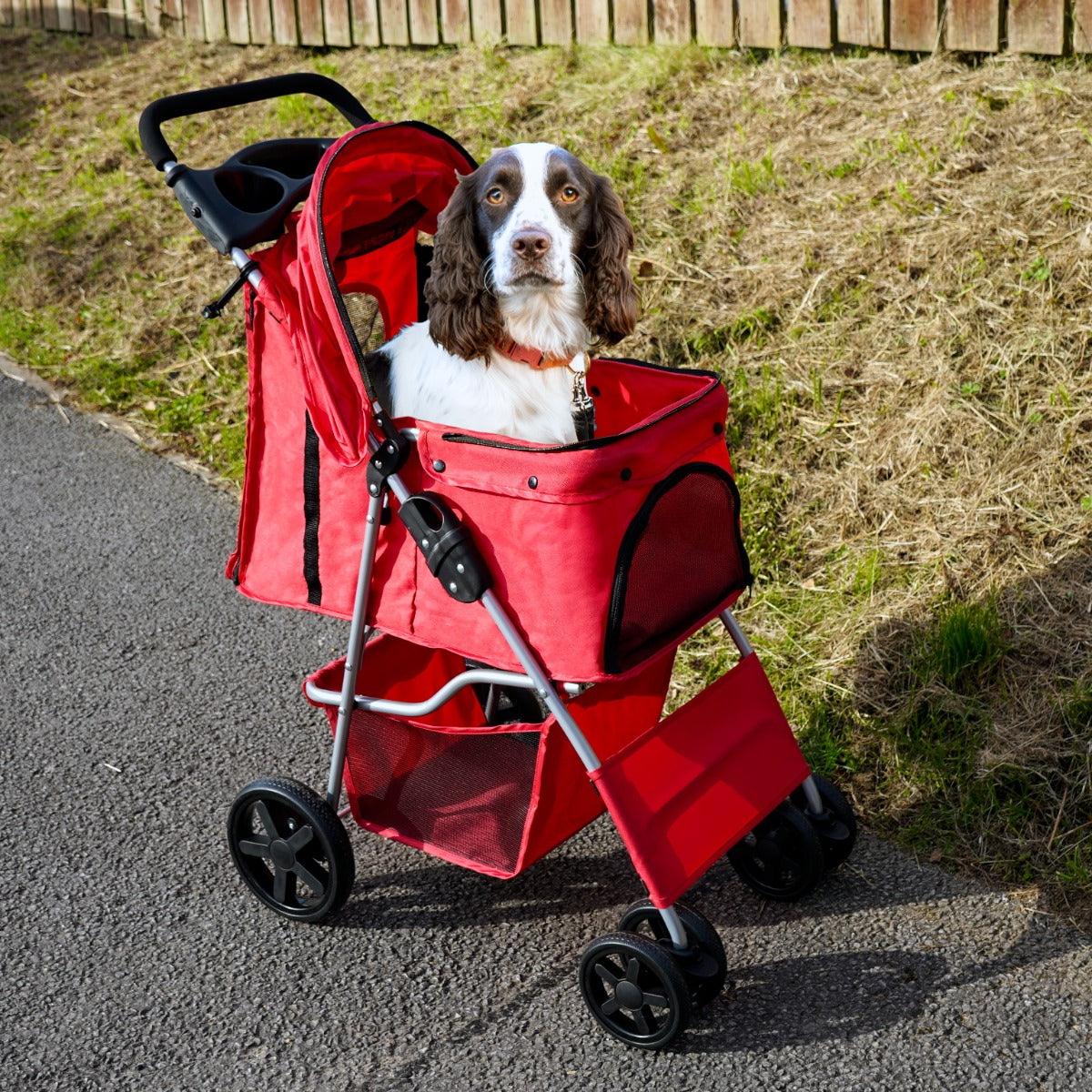 Pet Stroller With Rain Cover | Red