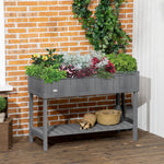 Outsunny Wooden Herb Planter Stand 8 Cubes Bottom Shelf Raised Bed Dark Grey