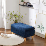 Chenille Upholstered Storage Ottoman Compact Footstool With Hidden Storage | Large | Blue