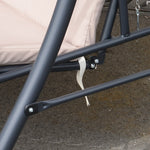 2-in-1 Patio Swing Chair 3 Seater Hammock Cushion Bed Tilt | Beige