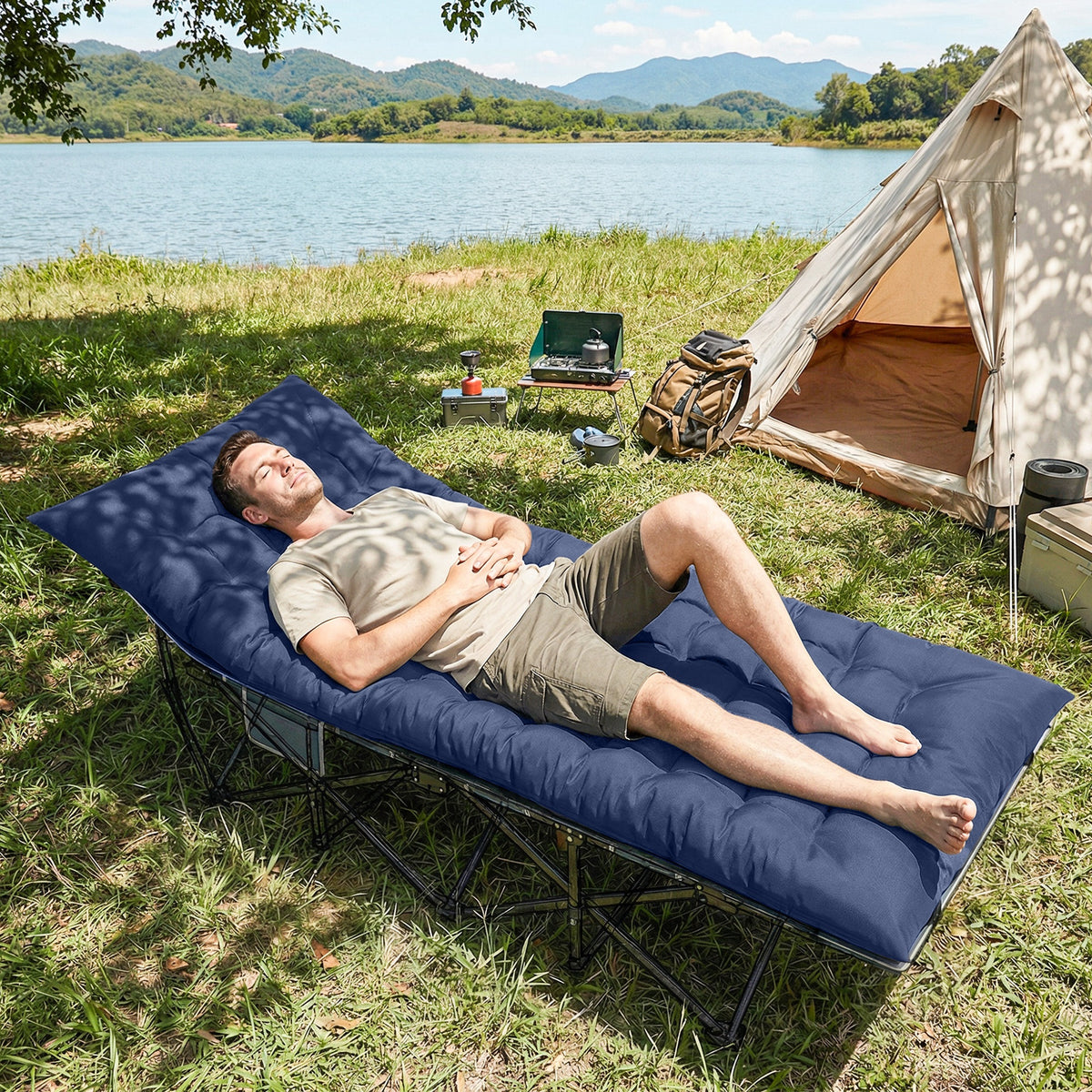 Outsunny Sleeping Mat, Foldable Camping Pad With Elastic Straps