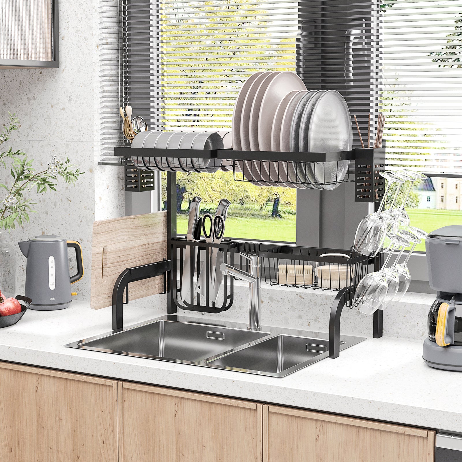 Over The Sink Dish Drainer Rack, Black