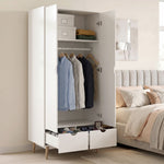 HOMCOM Storage Organisation Furniture With Rail And 2 Drawers, White
