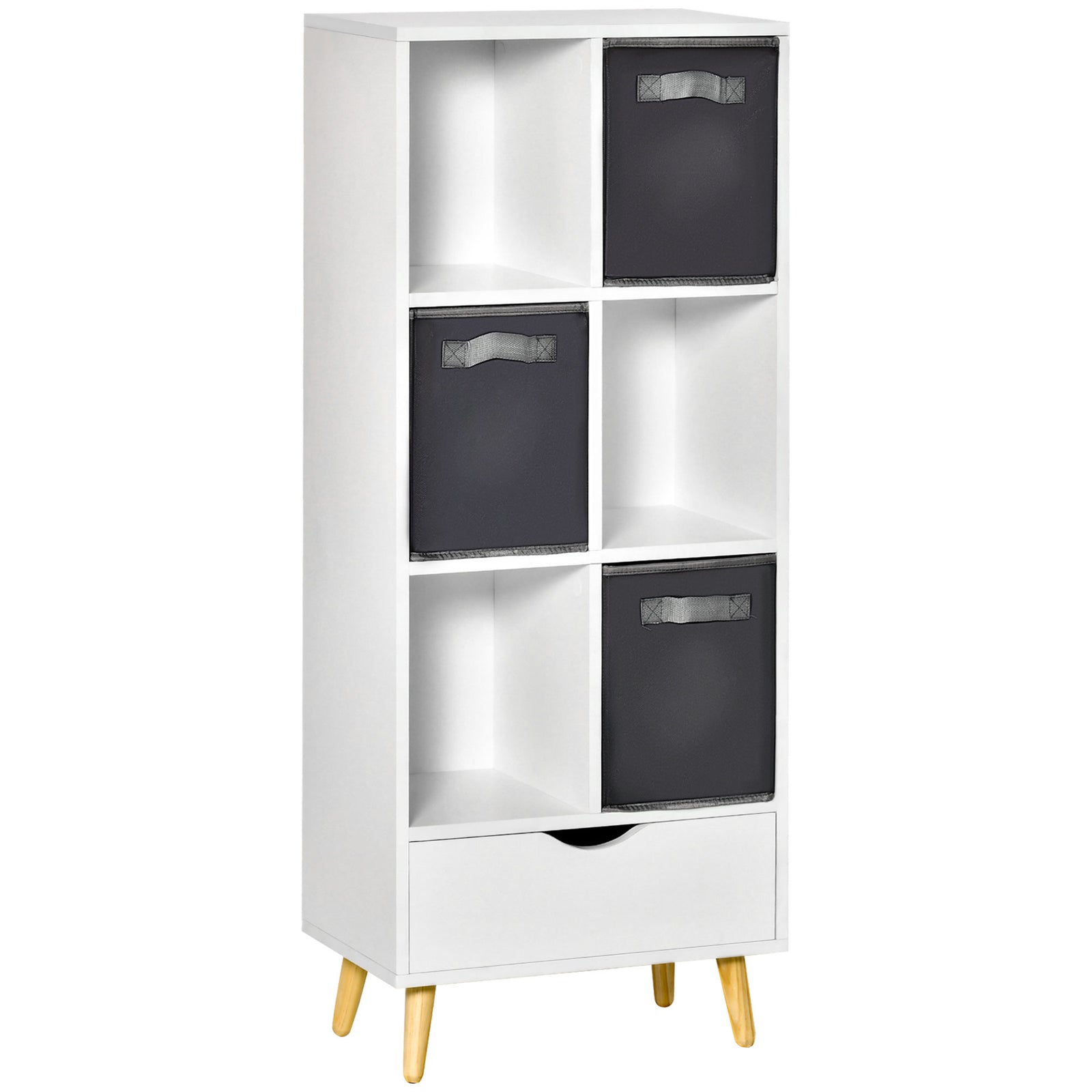 HOMCOM Modern Bookcase Tall Bookcase With Storage Shelves Drawer