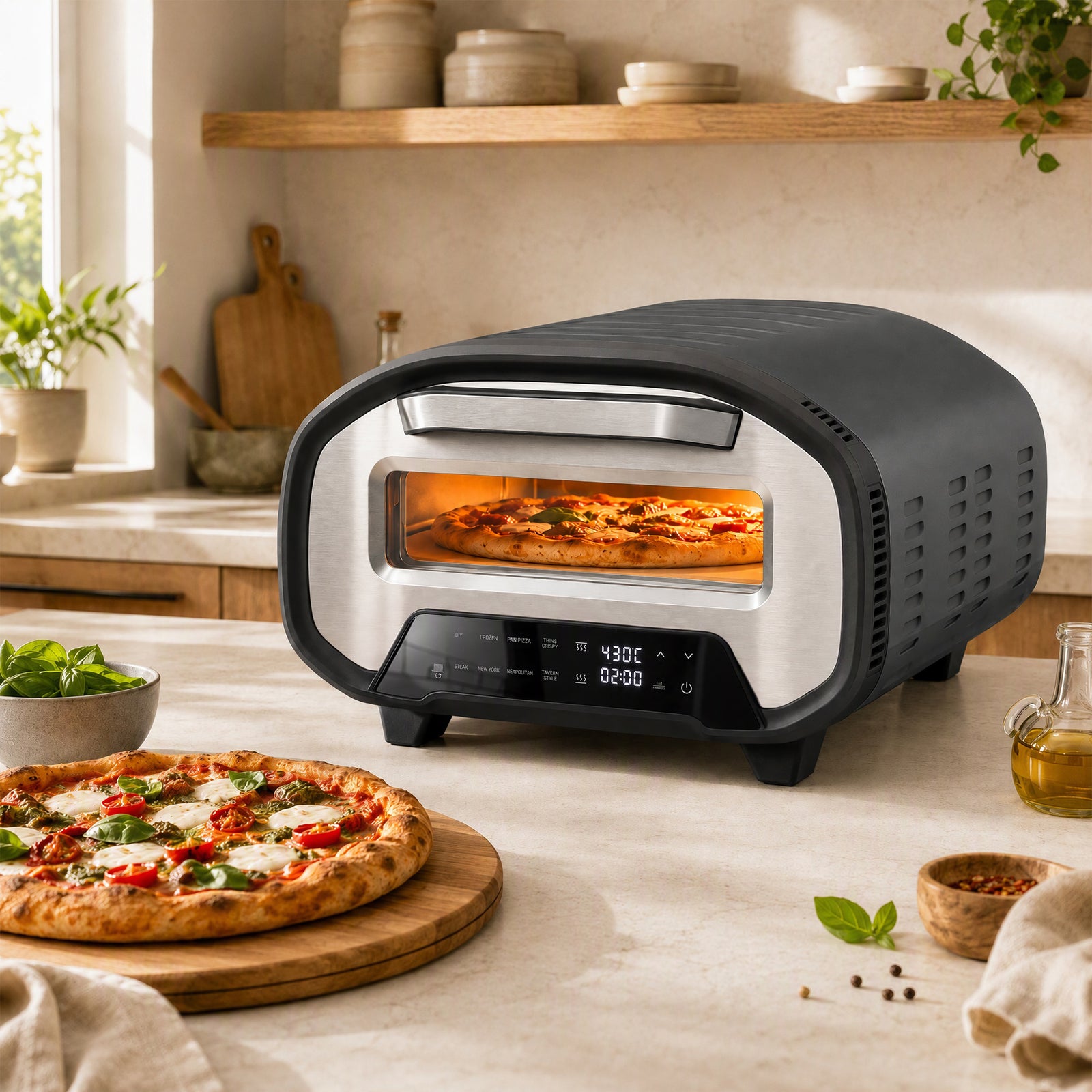 HOMCOM Pizza Oven Indoor, 12 Inch Electric Countertop Pizza Maker, 2200w