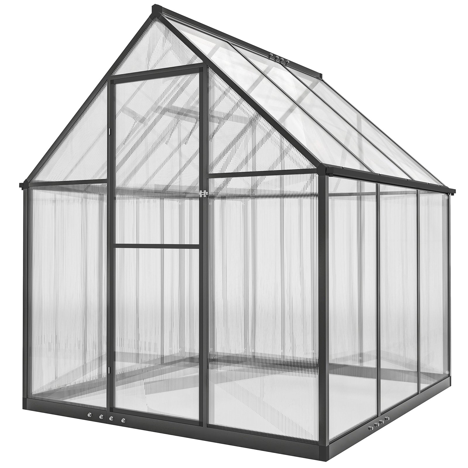 Polycarbonate Greenhouse Garden Green House With Rain Gutter, Black