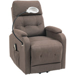 Linen Fabric Electric Recliner Chair With Remote Control | Brown