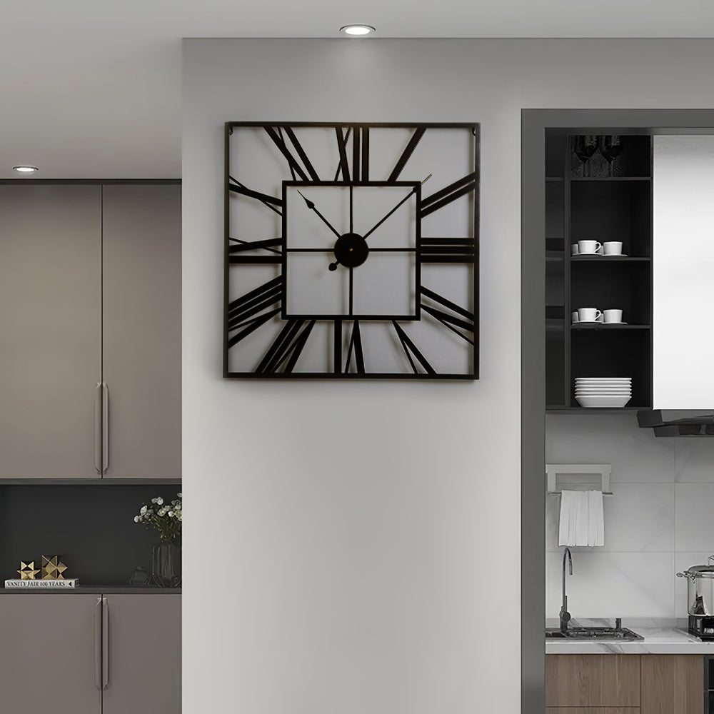 Modern Square Oversized Decorative Metal Wall Clock