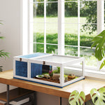 Tortoise House With Mesh Roof, Small Pet Reptile Wooden House | Blue