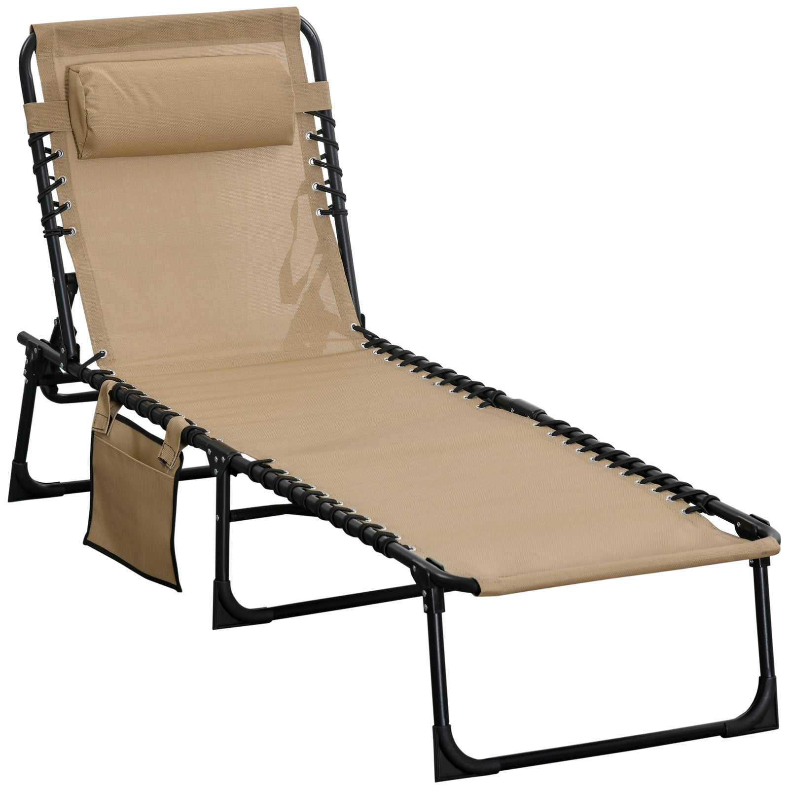 Lounger Reclining Camping Bed 5-position Adjustable