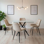Miami Dining Table With 4 Erica Velvet Chairs | Cream