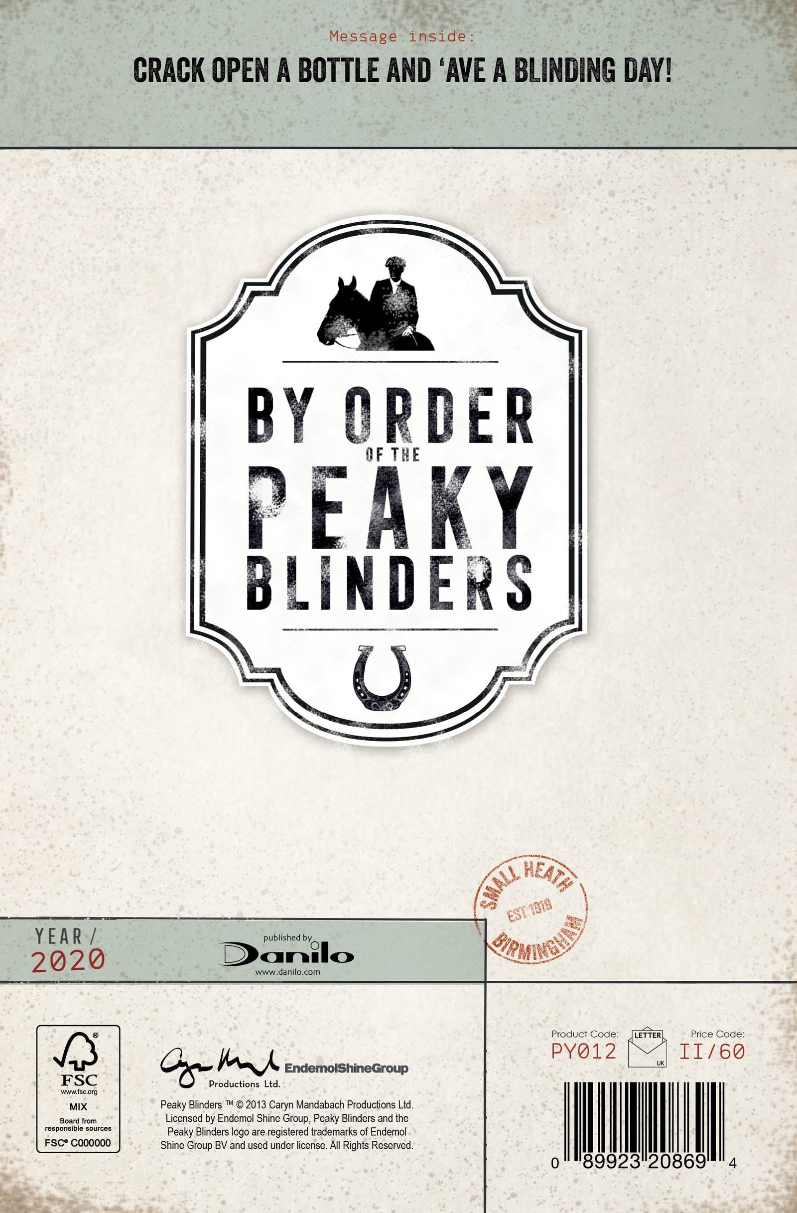 Peaky Blinders Birthday Card With Detachable Coaster Official Product