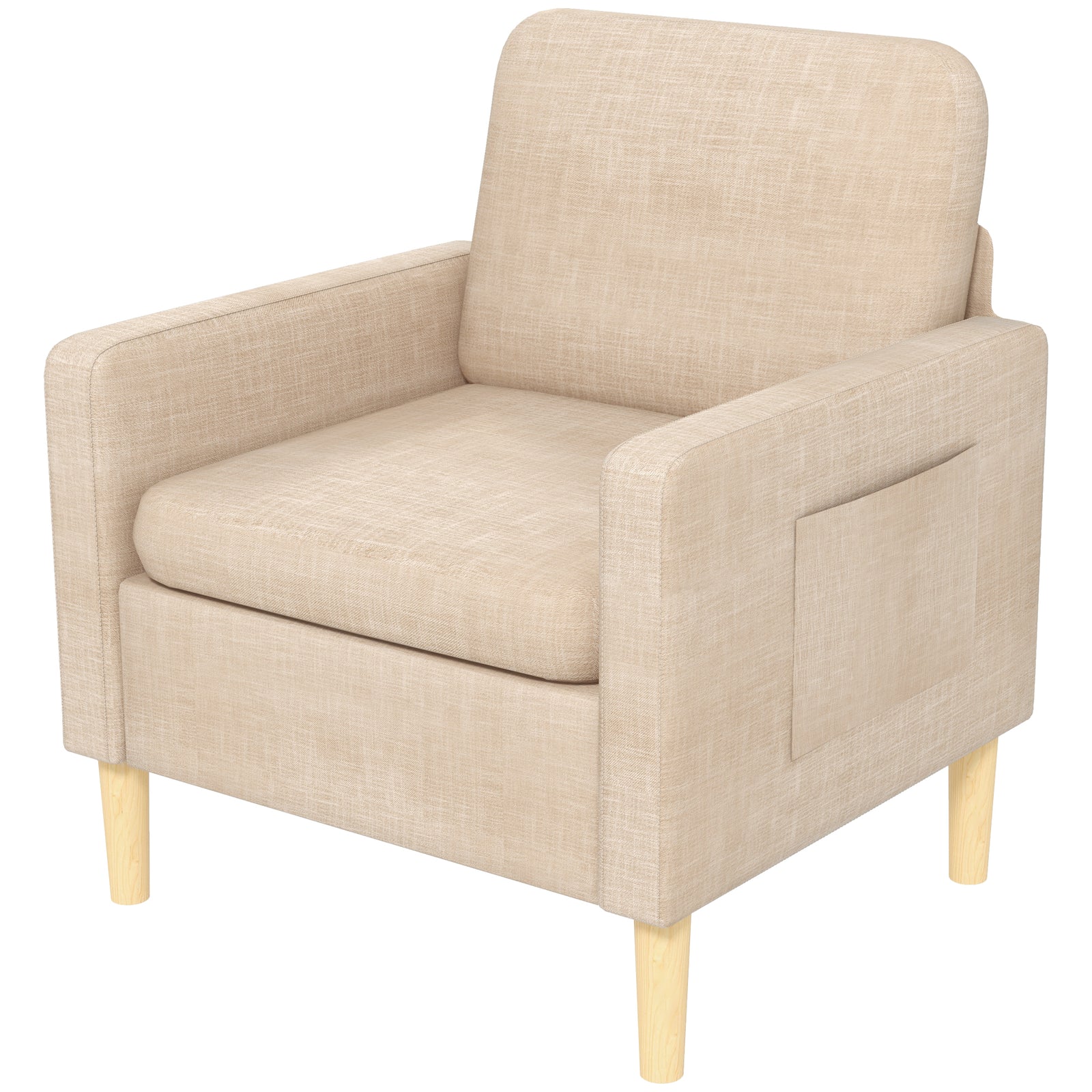 Modern Armchair Upholstered Accent Chair Home Office | Single | Beige