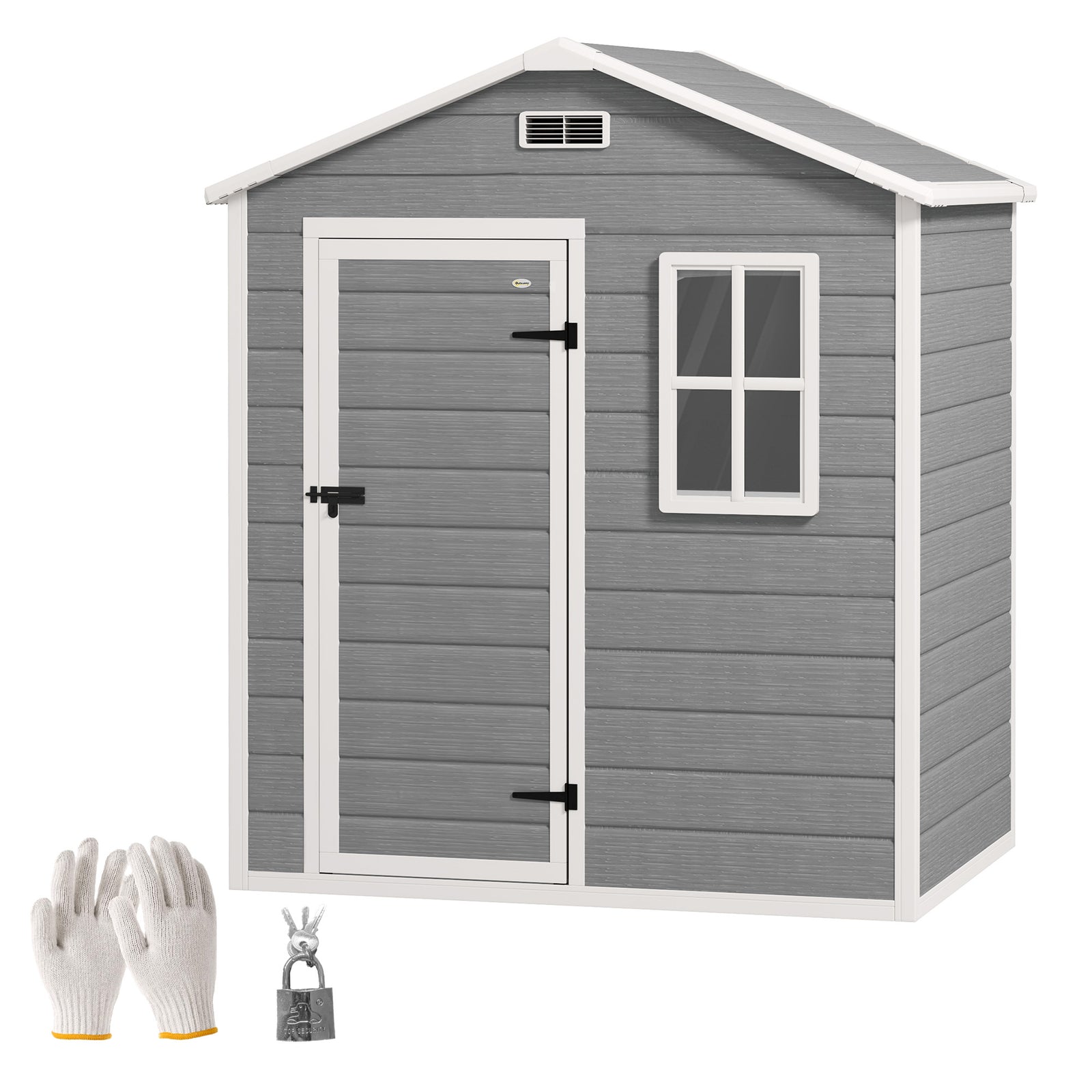 6 X 4ft Resin Garden Shed With Floor And Window, Grey