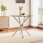 88cm Dia X 75cm H Tempered Glass Crossover Round Dining Table | Small