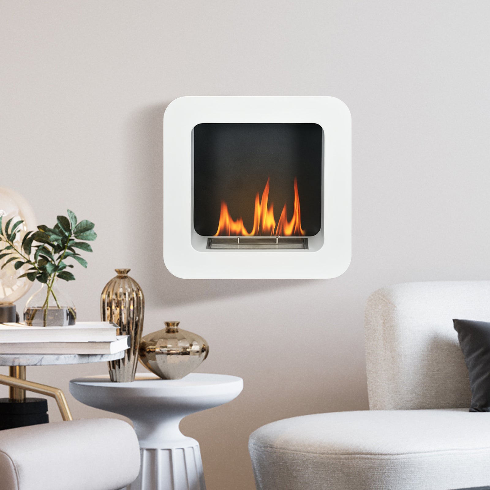 Wall Mounting Bio Ethanol Fireplace Heater Burning 1l Tank