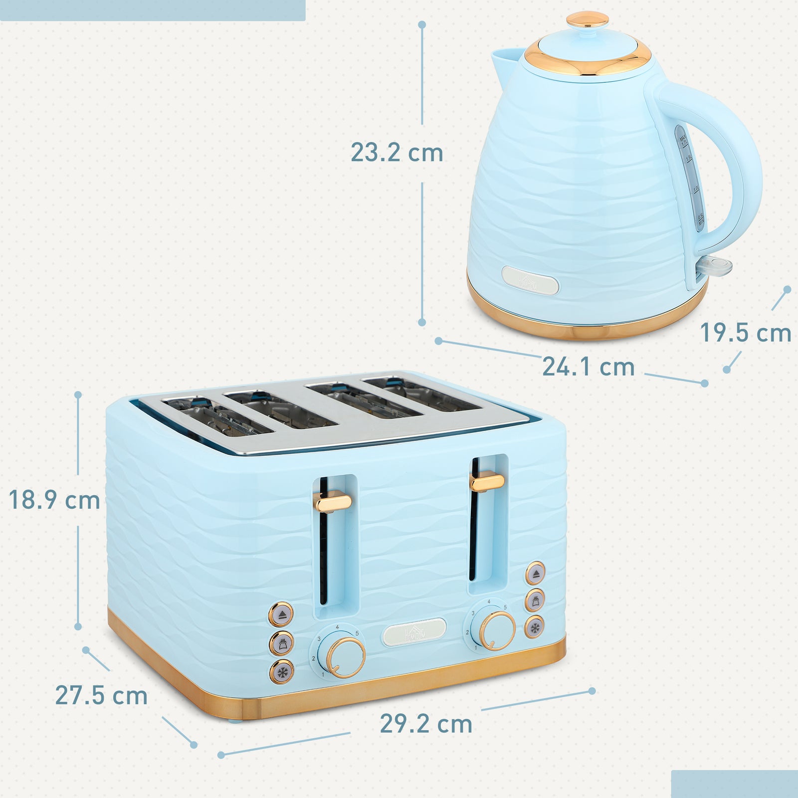 Kettle & 4 Slice Toaster Set | Blue