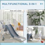 Space-themed Slide And Swing Set For Kids W/ Basketball Hoop | Blue