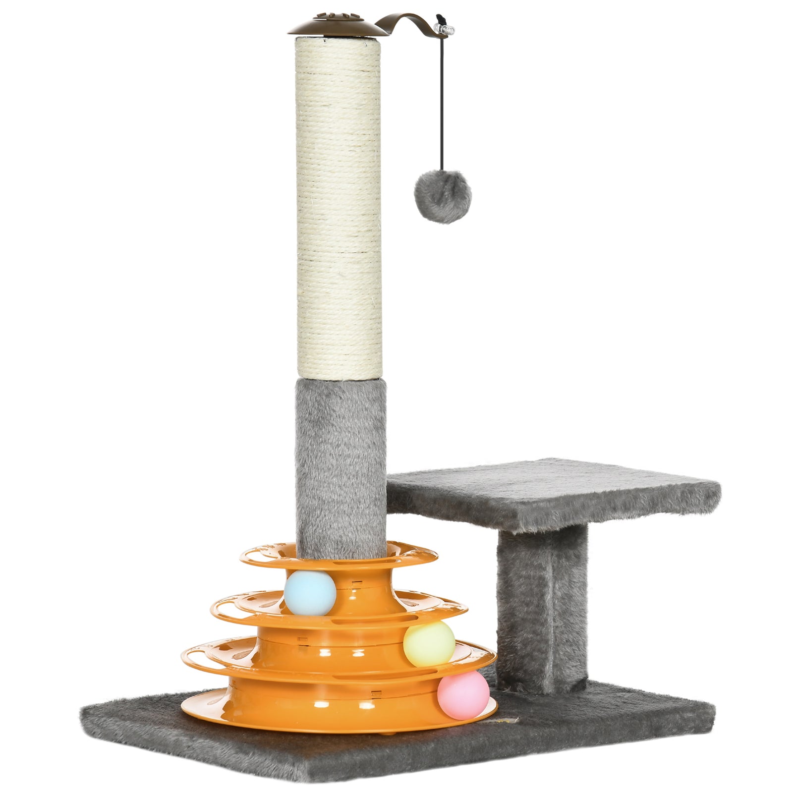 56cm Cat Tree For Indoor Cats, Scratching Post W/ Cat Toys - Grey