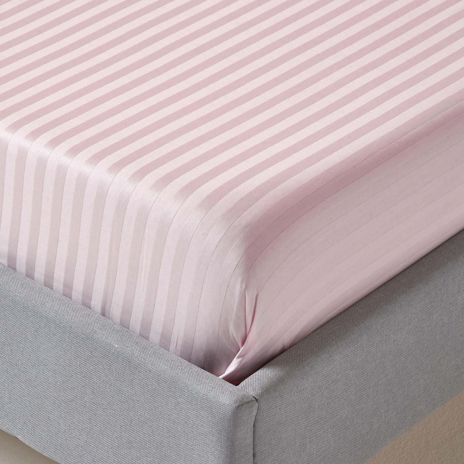 Egyptian Cotton Satin Stripe Flat Sheet 330 Tc | Double | Dusky Pink