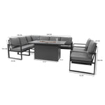 MonsterShop Aluminium 7 Seater Garden Furniture Set With Fire Pit