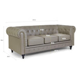 Chesterfield Scroll Arm Faux Leather Sofa 3 Seater | Grey