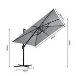 Square Cantilever Parasol With Solar-powered Led Lights | One Size | Light Grey