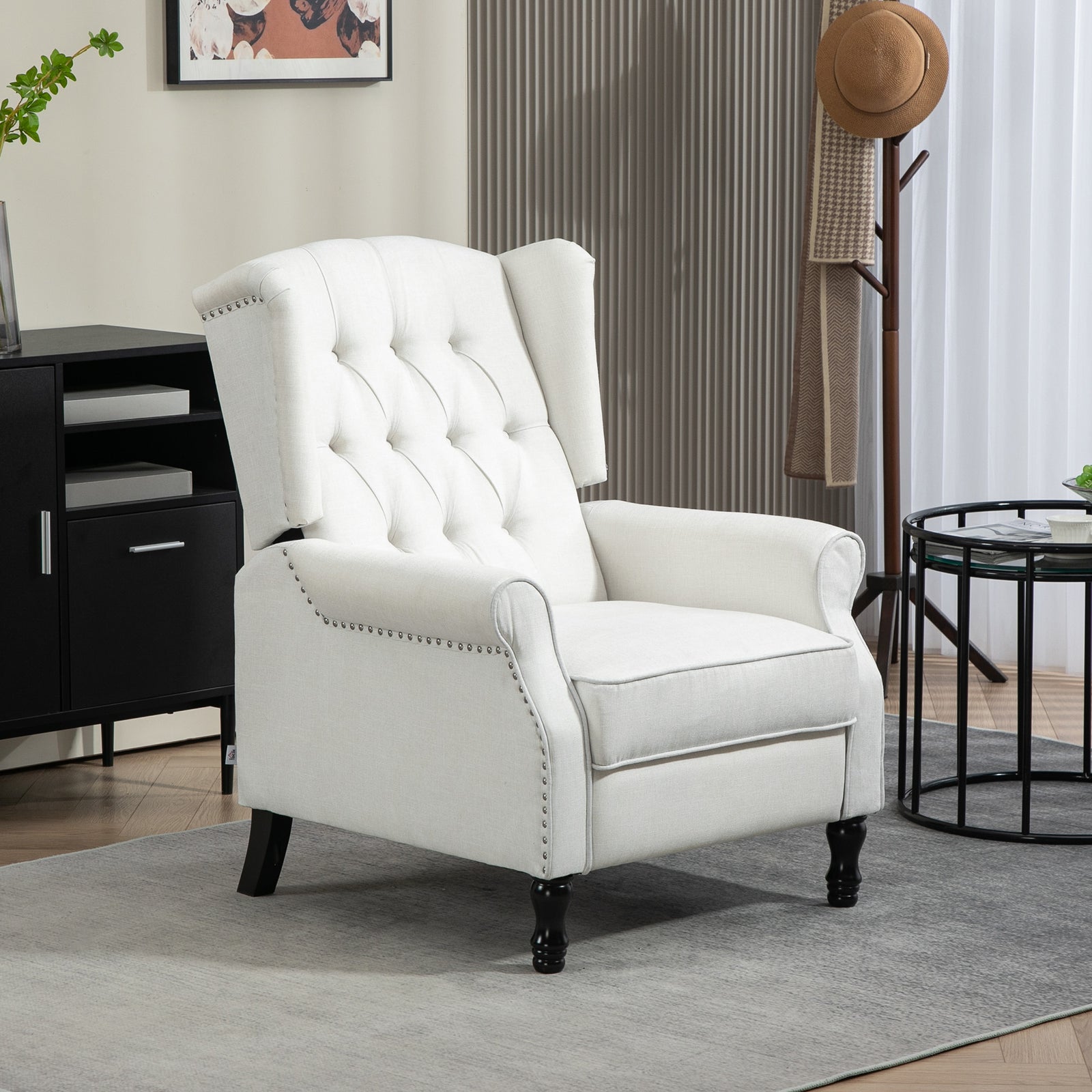 Manual Reclining Armchair W/ Footrest | Cream