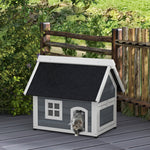 Pawhut outdoor Feral Cat House With Openable Asphalt Roof, grey