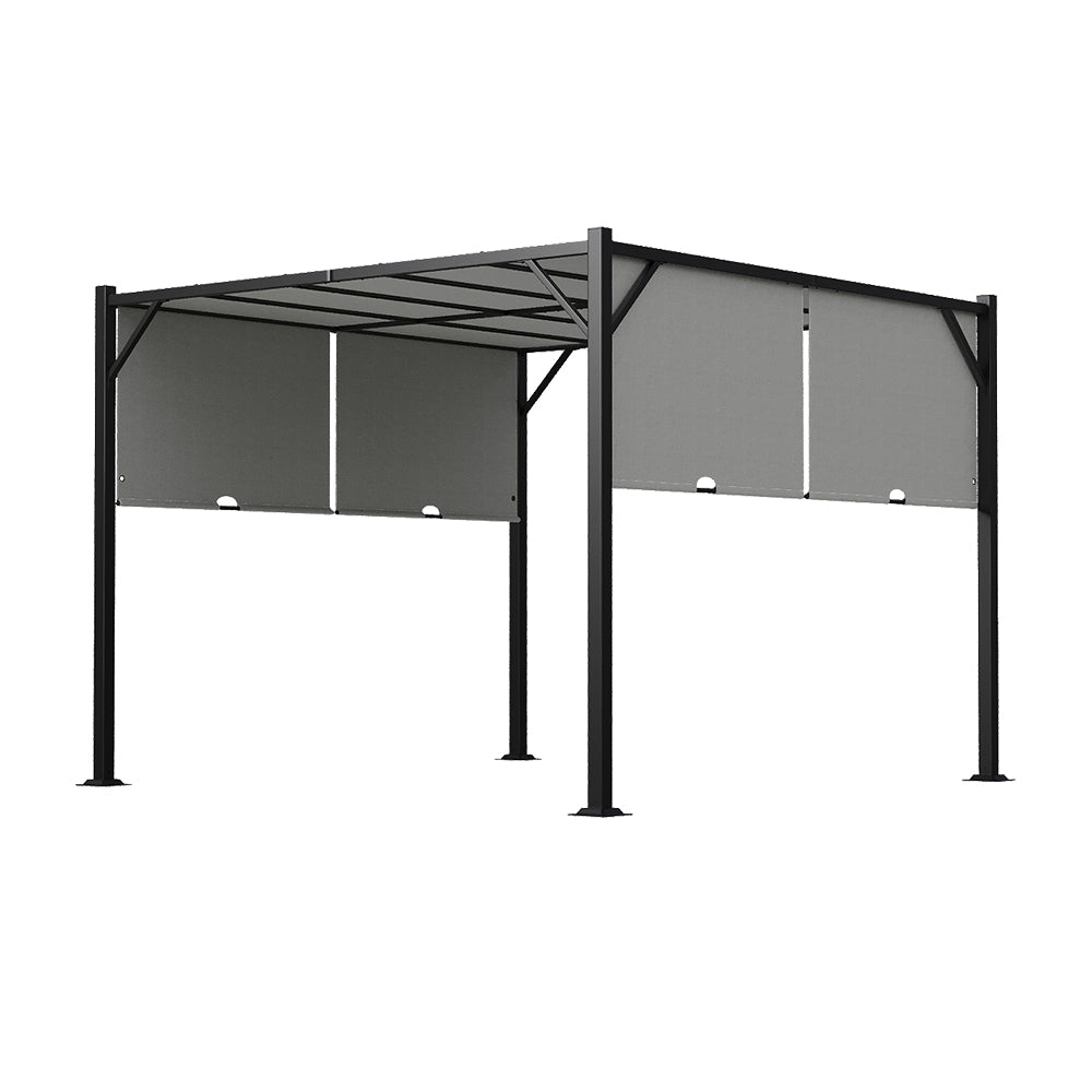 Breeins 3m X 3m Garden Pergola With Retractable Canopy, Uv & Water-resistant Canopy Pa-coated Polyester Roof,Heavy-duty Steel Frame Patio Gazebo