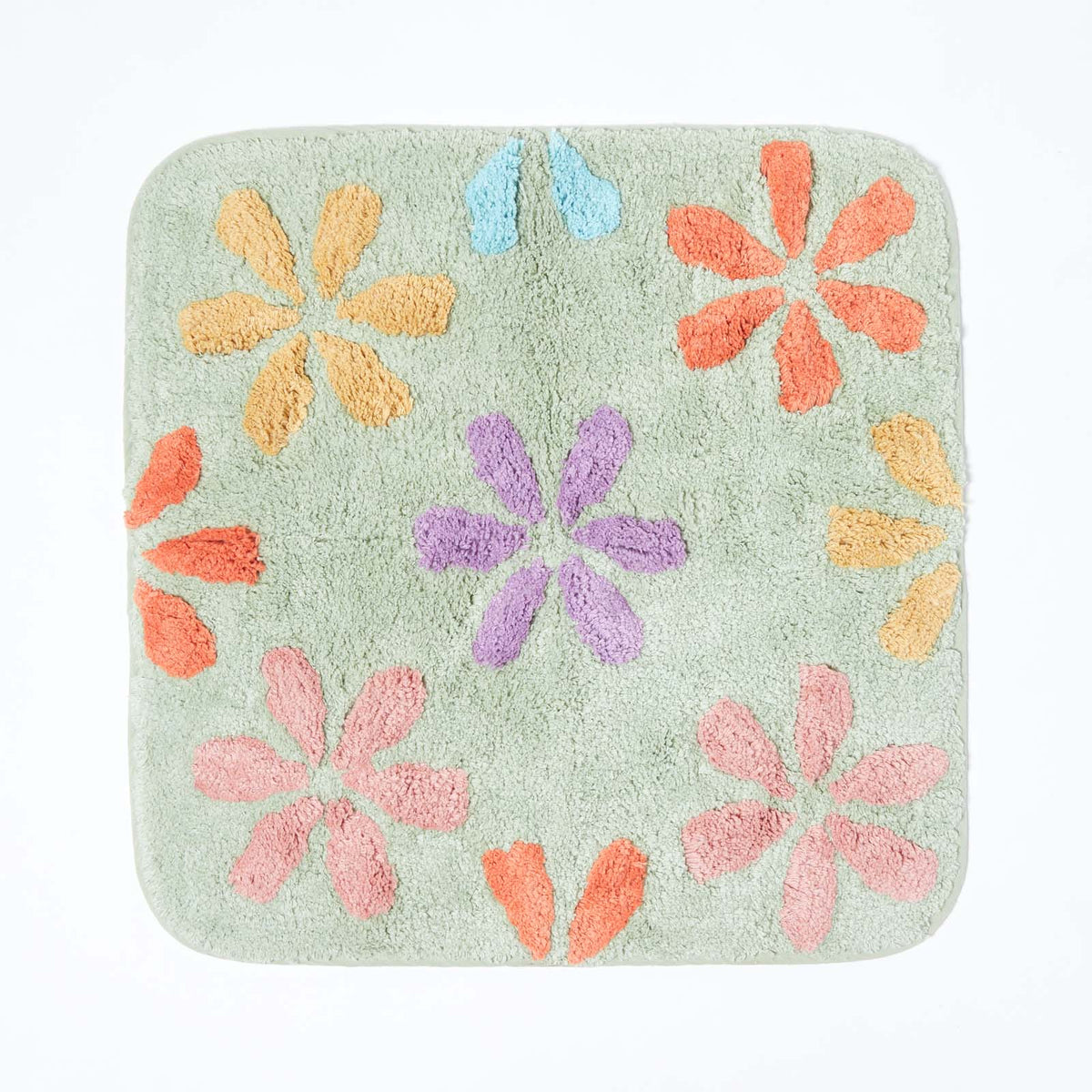 Floral Multi Colour Cotton Bath Mat | Shower Mat | Multi Colour