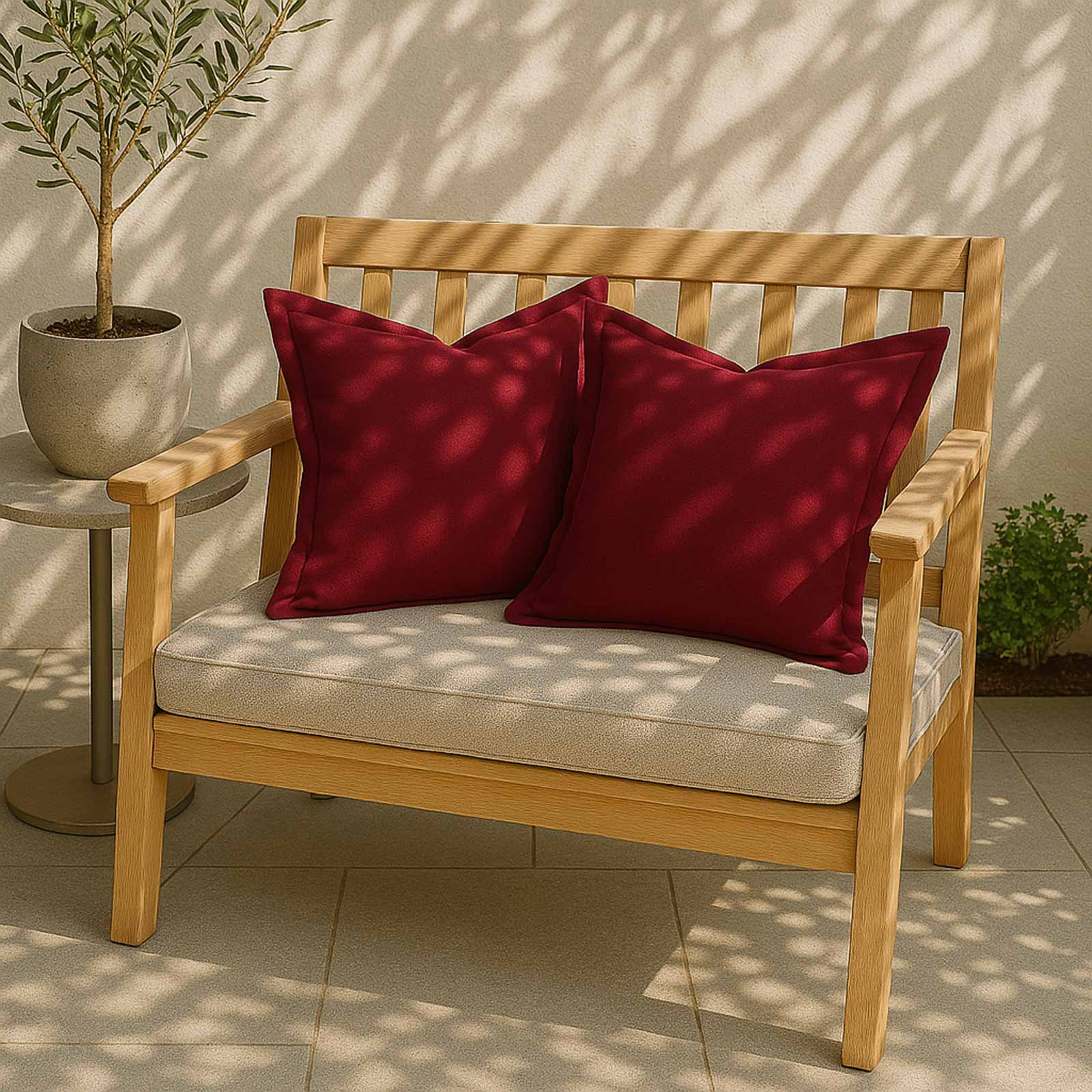 Plain Outdoor Cushion 45 X 45 Cm, Set Of 2 | 45cm x 45cm | Burgundy