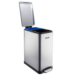 Slimline Dual Compartment Pedal Bin 50l | 50l | Silver