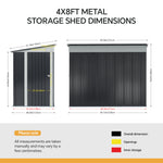 Breeins 4x8 Ft Pent Roof Garden Tool Shed Outdoor Patio Storage House