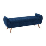 Chenille Upholstered Storage Bench – Extra Long Entryway Bench With Hidden Compartment, 153 X 46 X 54 Cm | Blue