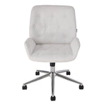 White Chenille Office Chair With High Back, Adjustable Height, And 360° Swivel