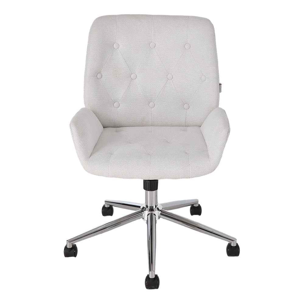White Chenille Office Chair With High Back, Adjustable Height, And 360° Swivel