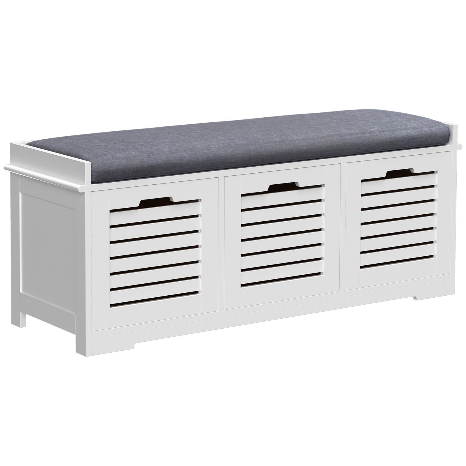 2/3 Door Shoe Storage Bench Cushion Seat Elevated Base | Large | Gray