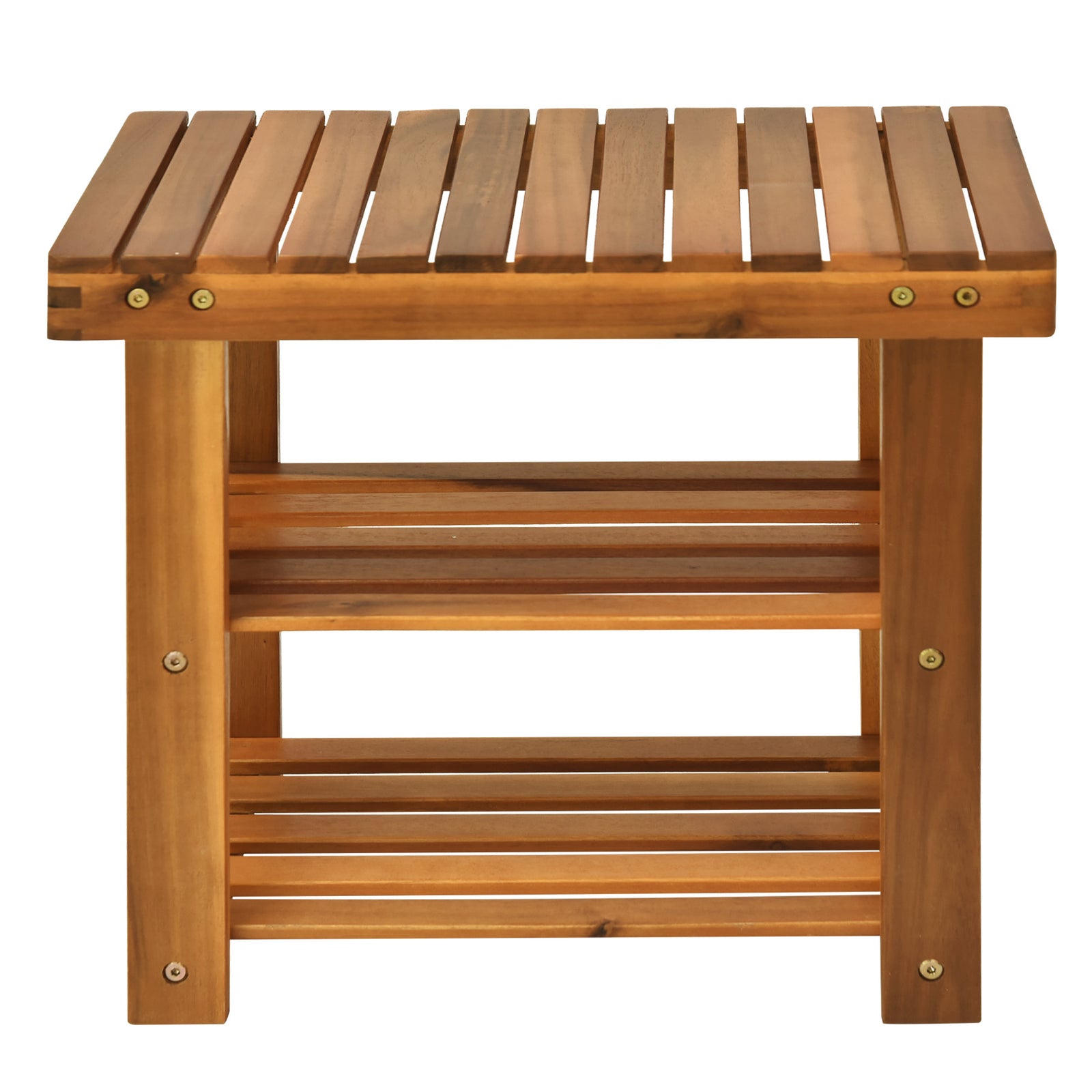 3-tier Shoe Rack Bench Acacia Wood Shoe Storage Organizer