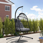Outsunny Dark Grey Rattan Egg Chair, 150kg