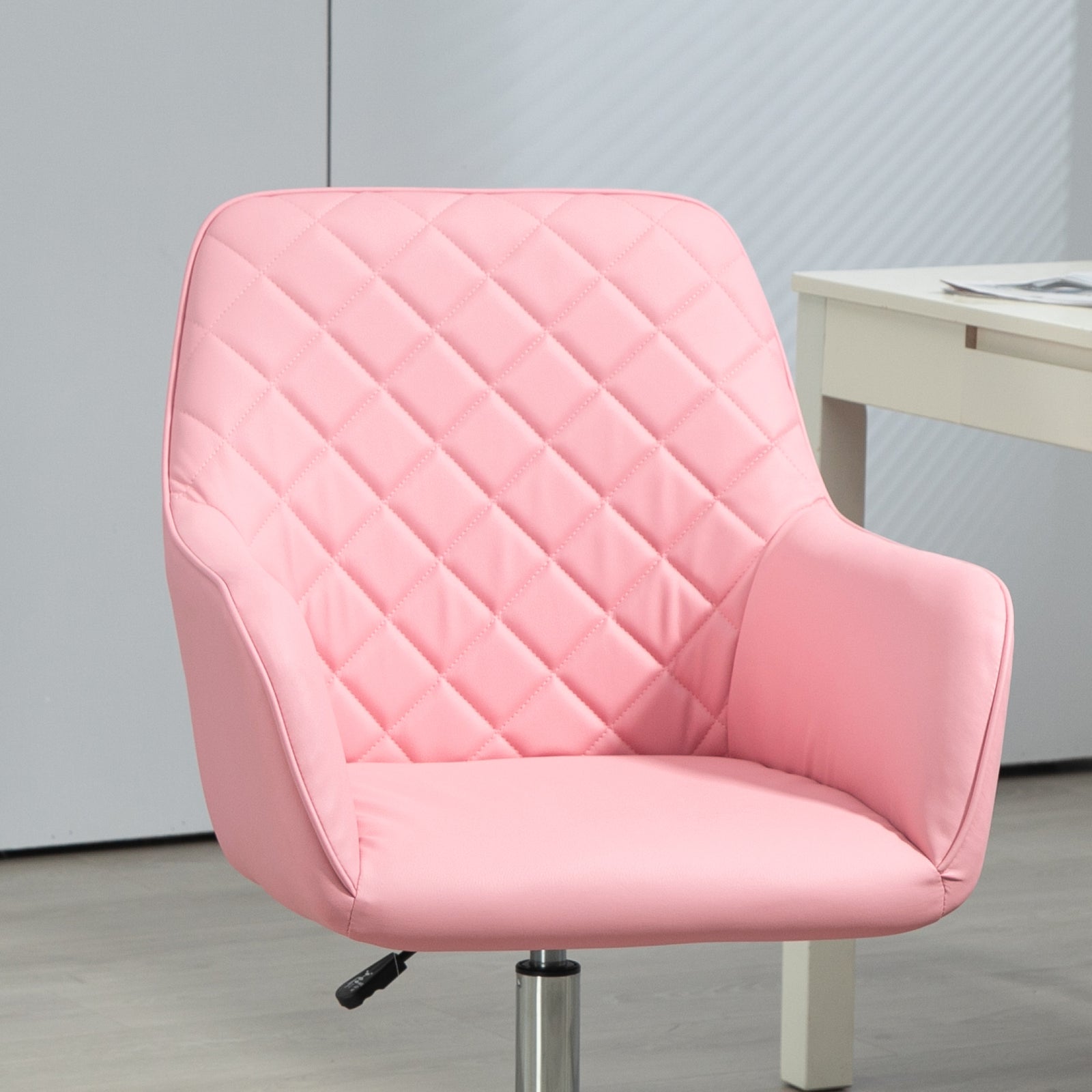 Swivel Argyle Office Chair Leather-feel | Pink