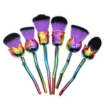 Aquarius Beauty Beast Inspired Rose Makeup Brush Set Purple Glossy Handle Cosmetic Kit