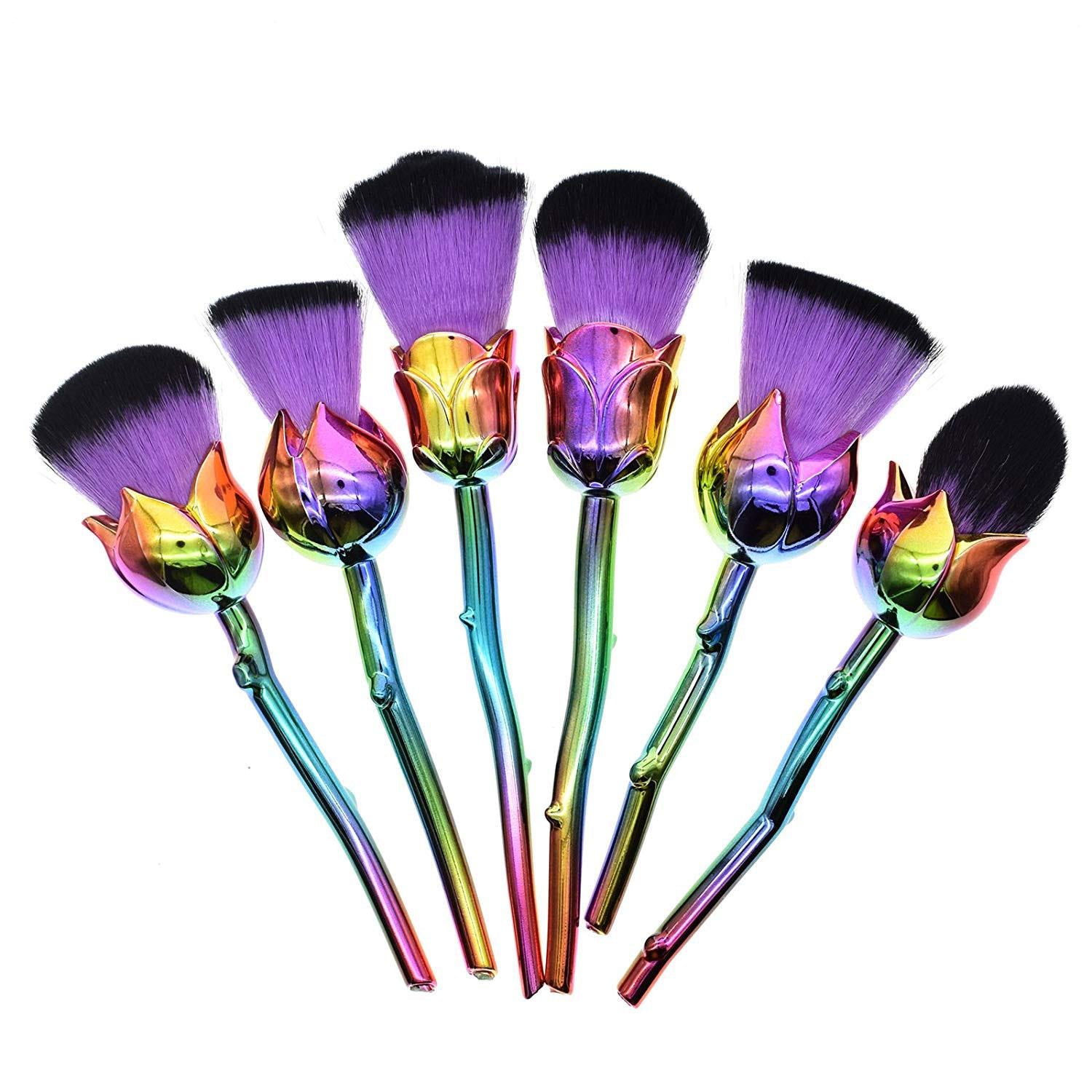 Aquarius Beauty Beast Inspired Rose Makeup Brush Set Purple Glossy Handle Cosmetic Kit