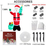 2.4m H Led Lighted Inflatable Santa Claus – Outdoor Christmas Decoration With Air Blower, Stakes & Water Bags