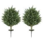 HOMCOM 60 Cm Artificial Cypress Tree With Ground Stake, Set Of 2, Green