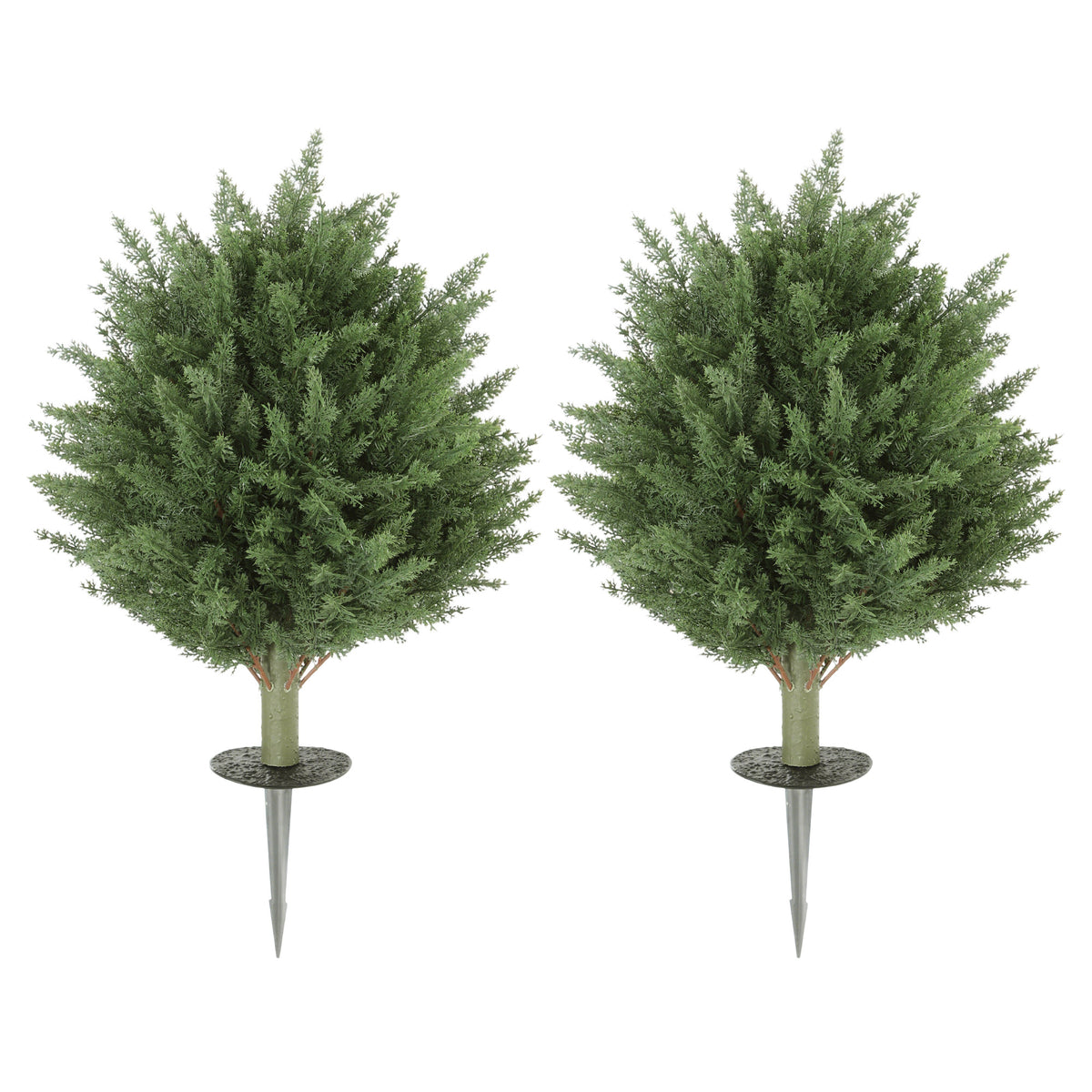 HOMCOM 60 Cm Artificial Cypress Tree With Ground Stake, Set Of 2, Green